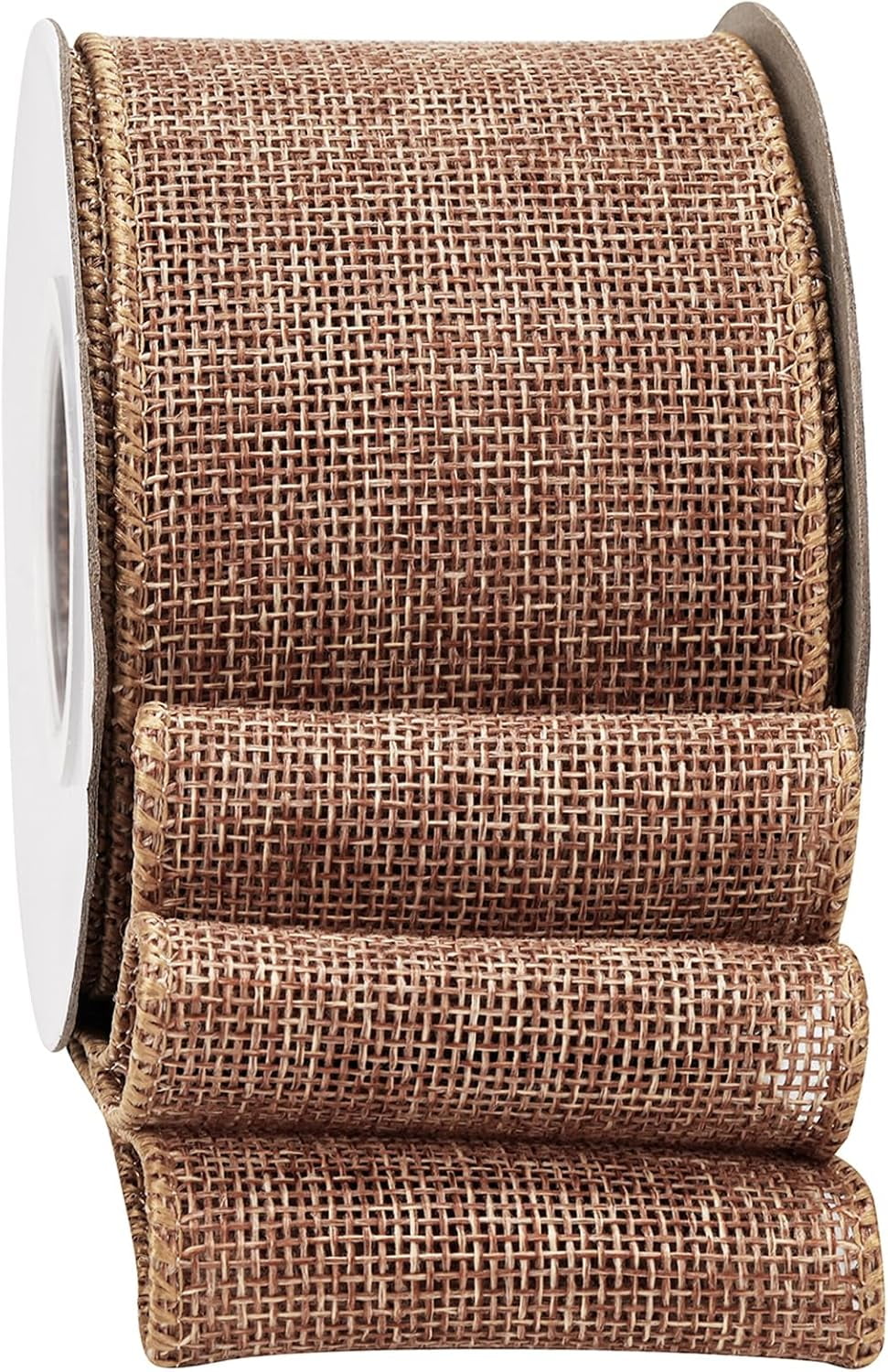 Gold Brown Burlap Wired Ribbon 2-1/2 Inch, Solid Ribbon with Wire Edge for Father's Day Decoration, Big Bow, Outdoor Wreath, Gift Wrapping, 10 Yards/Roll.