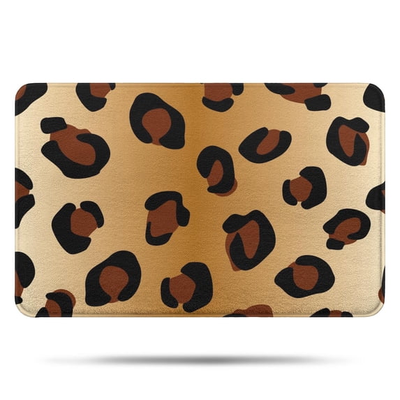 Gold and Brown Of Leopard Print Bathroom Rugs Mat,Non Slip Microfiber Bathroom Rug,Rubber Backing,Soft Bathroom Mats for Bathroom Floor,Tub and Shower,17x27in(43x68cm)