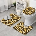 thumbnail image 1 of Gold and Brown Of Leopard Print Bathroom Rugs Sets 3 Piece,Toilet Cover Set,Absorbent Non Slip Bathroom Mats Sets with U-Shaped Contour Rug Toilet Rug Set, 1 of 5
