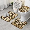 thumbnail image 1 of Gold and Brown Of Leopard Print Bathroom Rugs Sets 3 Piece,Toilet Cover Set,Absorbent Non Slip Bathroom Mats Sets with U-Shaped Contour Rug Toilet Rug Set, 1 of 5