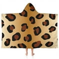 thumbnail image 1 of Gold and Brown Of Leopard Print Hooded Bath Towel，50"x30" for Ages 3 To 12 Kids, Quick Dry Lightweight Soft Microfiber Hood Beach Towel Cover Up for Kids, 1 of 7