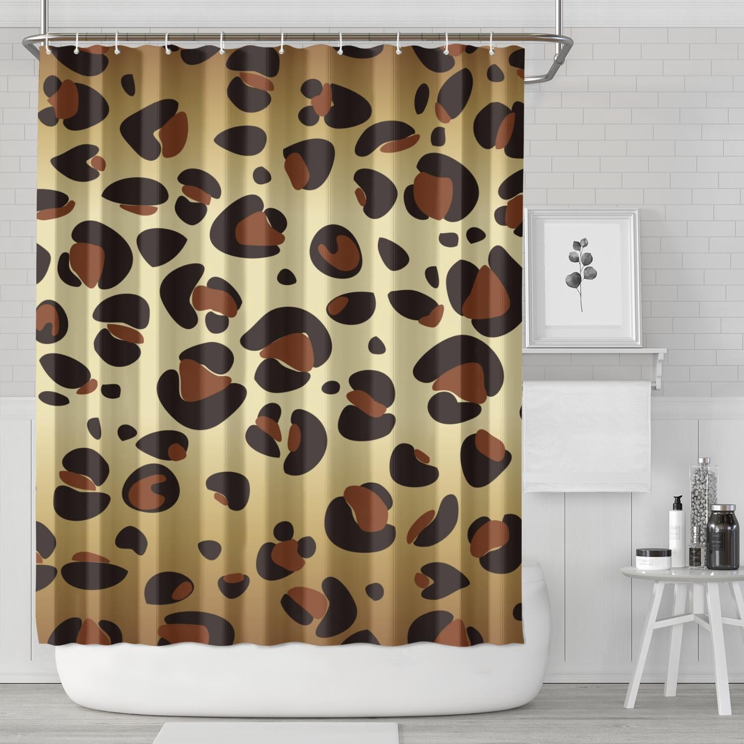 Gold and Brown Of Leopard Print Shower Curtain 72"x84" ,Bathroom ...