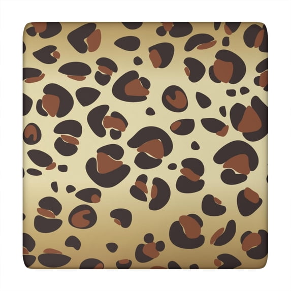 Gold and Brown Of Leopard Print Square Fitted Tablecloth with Elastic Edge,Square Table Cover,Washable Elastic Table Cover for Home Kitchen Party Decor 34"x34"