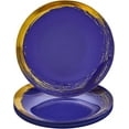thumbnail image 1 of Gold Brush Stroke Rimmed Plastic Dinner Plates for Party (10 PC) Heavy Duty Disposable Dinner Set 10.25", Fine China Look Dishes for Baby Showers, Birthdays, Weddings, Holidays & Events - Royal Blue, 1 of 1