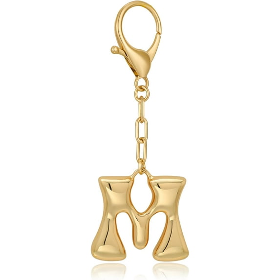 Gold Bubble Initial Keychain For Women Handbag Charms Fashion Alphabet Keychain Accessories Gift