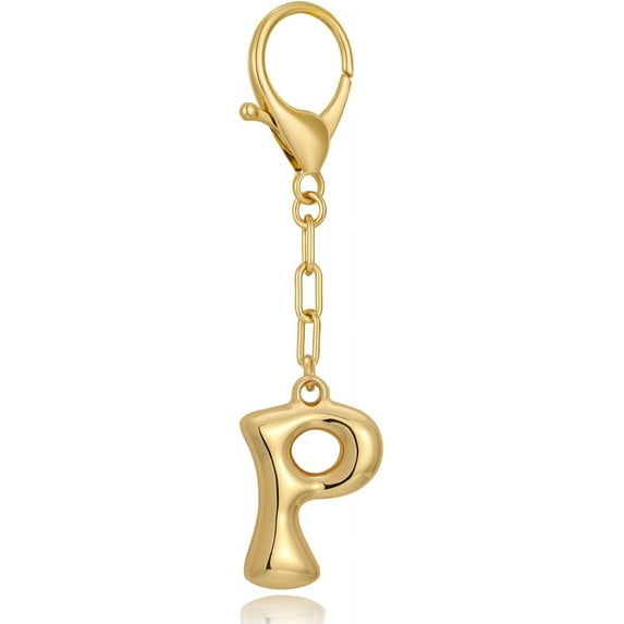 Gold Bubble Initial Keychain For Women Handbag Charms Fashion Alphabet Keychain Accessories Gift