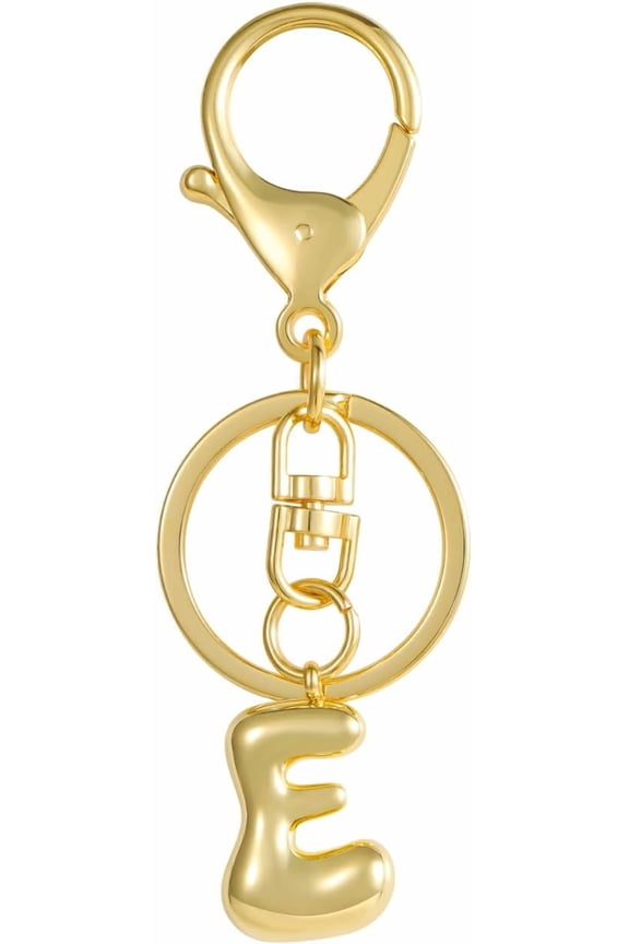 Golden Bubble Initial Keychain, Personalized Letter, Handbag Chain, Keychain (Letter E)