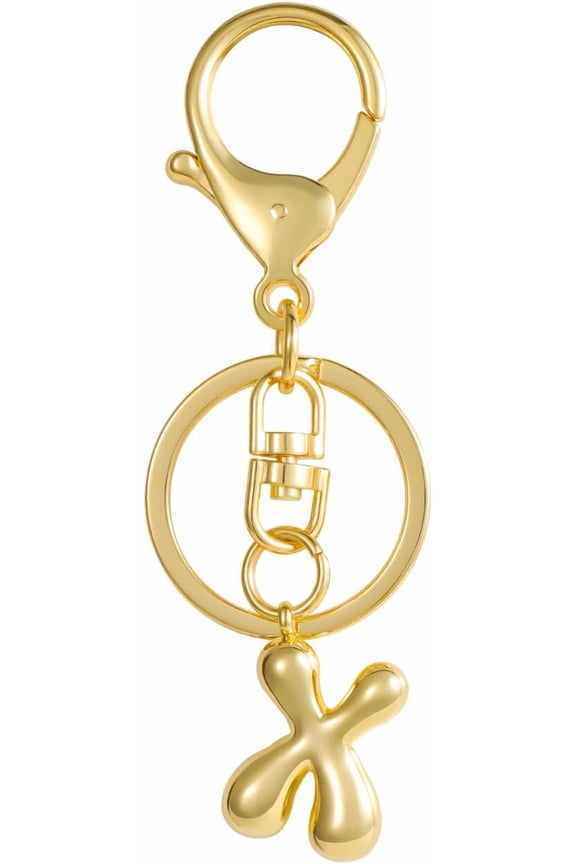 Gold Bubble Initial Keychain for Women Personalized Alphabet Letter Handbag Charm