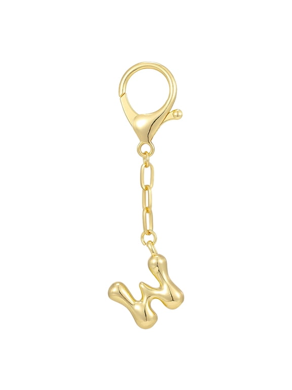 Gold Bubble Letter Keychain - 14K Gold Plated Initial Charm, Compact Size, Minimalist Design for Bag Decor, Personalized Gift