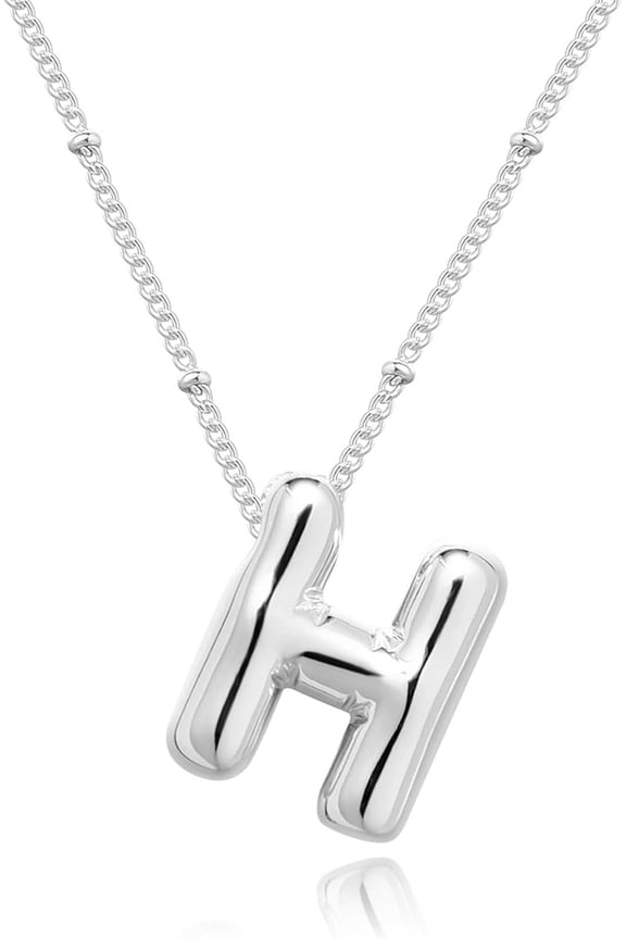 Gold Bubble Letter Necklace For Women, 14K Gold Plated Balloon Initial Letter Pendant Necklace Dainty Charm Initial Necklaces For Women Trendy Chunky Custom Name Necklace Gold Jewelry For Wo[o788]