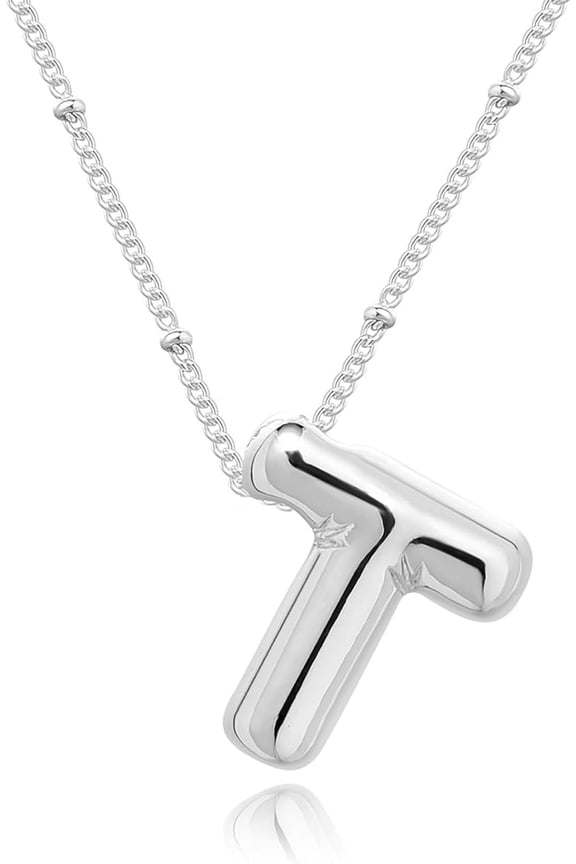 Gold Bubble Letter Necklace For Women, 14K Gold Plated Balloon Initial Letter Pendant Necklace Dainty Charm Initial Necklaces For Women Trendy Chunky Custom Name Necklace Gold Jewelry For Wo[o795]