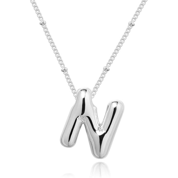 Gold Bubble Letter Necklace For Women, 14K Gold Plated Balloon Initial Letter Pendant Necklace Dainty Charm Initial Necklaces For Women Trendy Chunky Custom Name Necklace Gold Jewelry For Wo[Z1959]