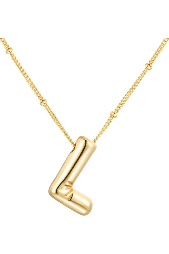 Gold Bubble Letter Necklace For Women,14K Gold Plated Balloon Initial Necklace Dainty Charm Necklaces Puffy Alphabet Name Personalized A-Z Letter Pendant Jewelry For Mom[o2680]