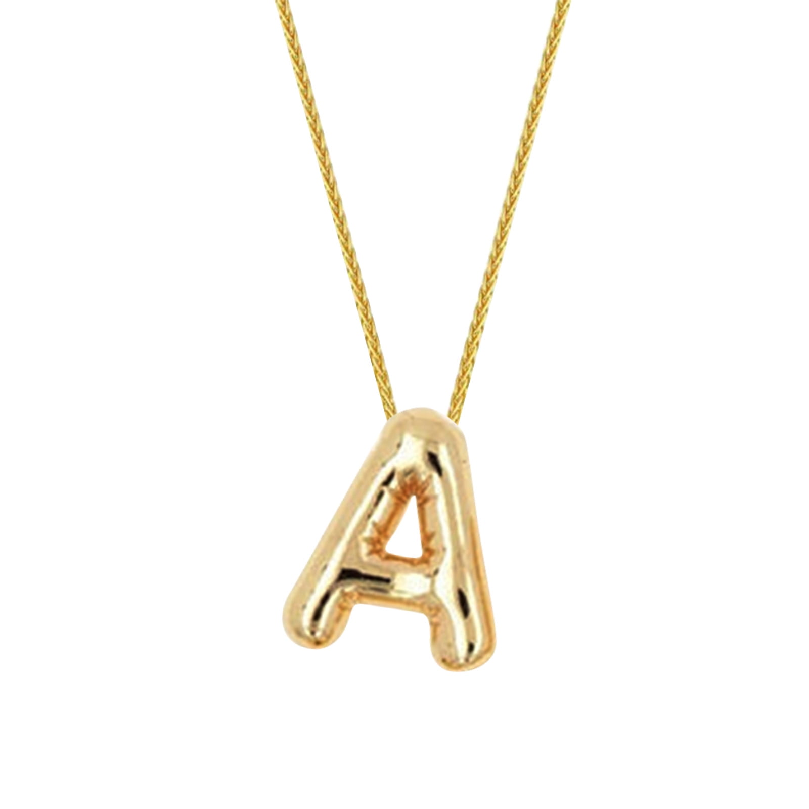 Chunky Bubble Initial Letter Necklace For Women Balloon