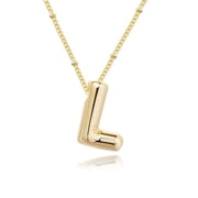 Gold Bubble Letter Necklace for Women, 14k Gold Plated Balloon Initial Letter Pendant Necklace Dainty Charm Initial Necklaces for Women Trendy Chunky Custom Name Necklace Gold Jewelry for Women