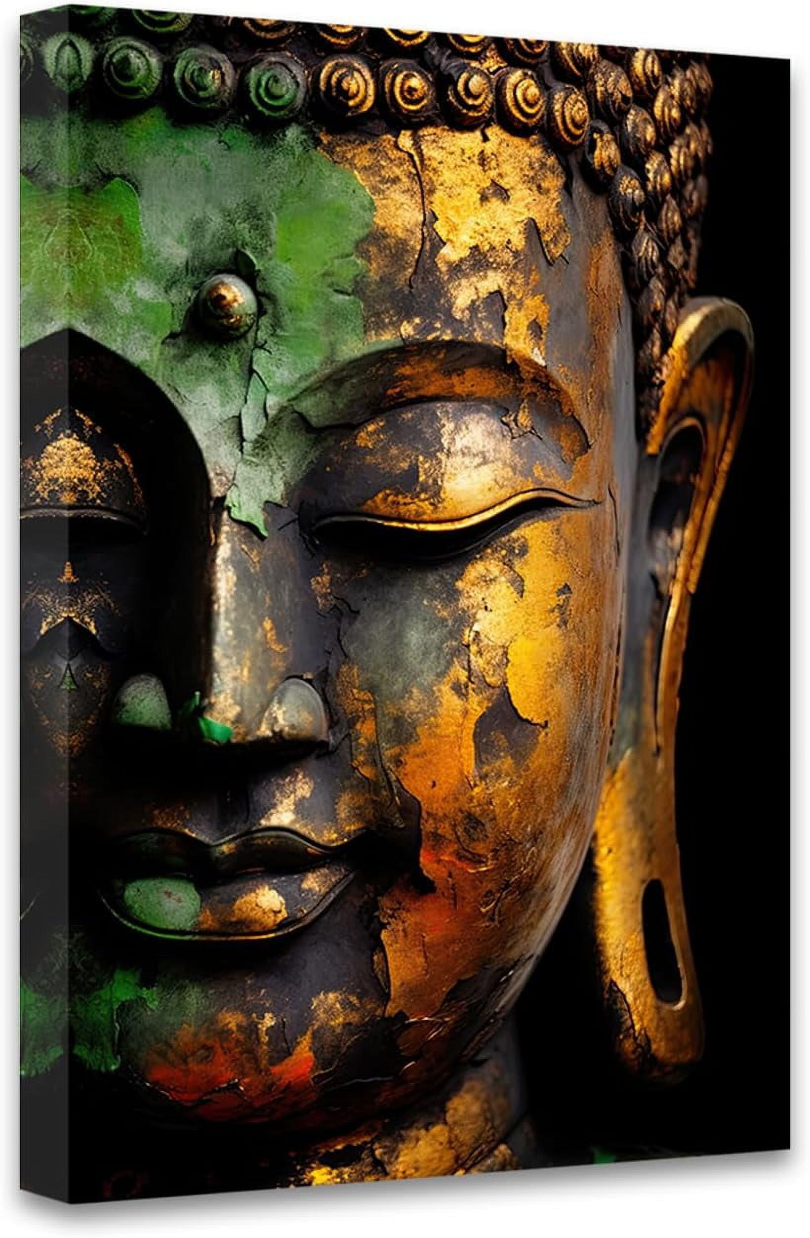 Gold Buddha Canvas Wall Art Zen Picture Buddha Statue Painting Print ...