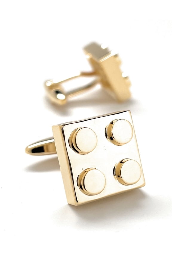Gold Building Block Cufflinks Block King Brick Rhodium Platting Wedding Groomsmen Cuffs Design Engineer Gift Builder Cuff Links Nerd Gift