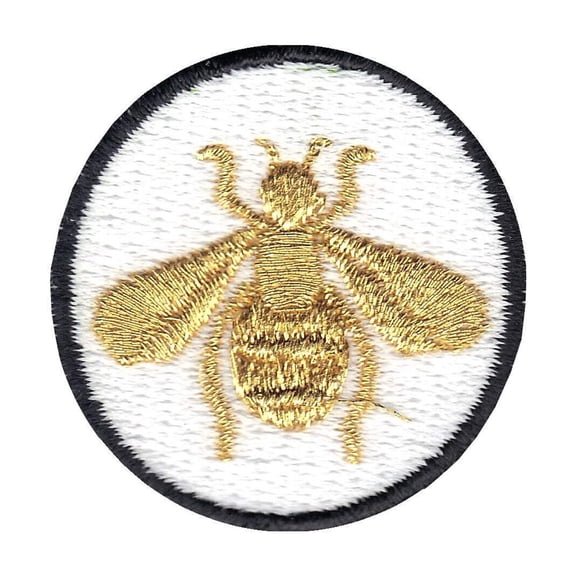 Gold Bumble Bee Embroidered Iron On Patch