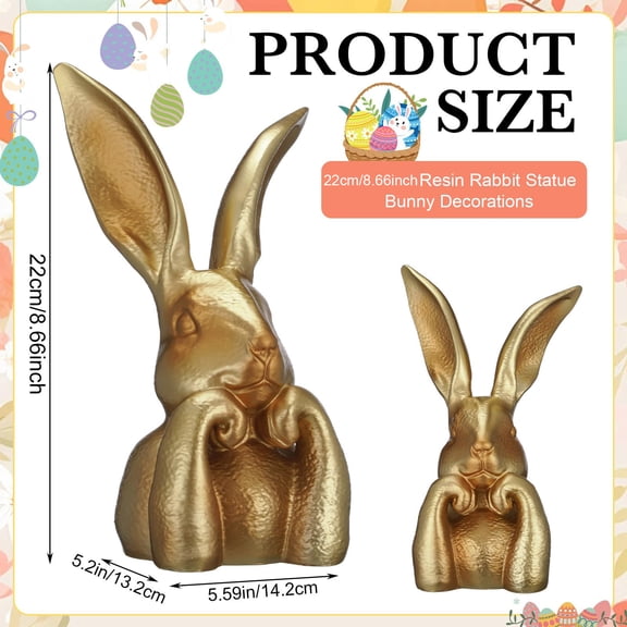 Gold Bunny Statue,Gold Resin Bunny Statue,22cm Easter Table Centerpiece, Spring Rabbits Decoration, Rabbit Figurines Sculpture Collectibles Gift For Home Indoor Decor,Gold Bunny Head,Gold Bunny Bust