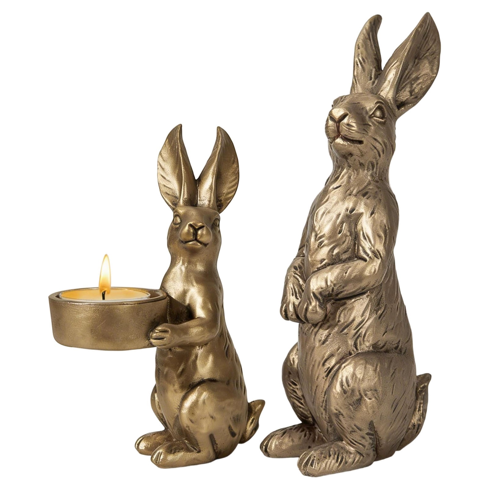 Gold Bunny Statue Vintage Rabbits Easter Decor Resin Table Centerpiece ...