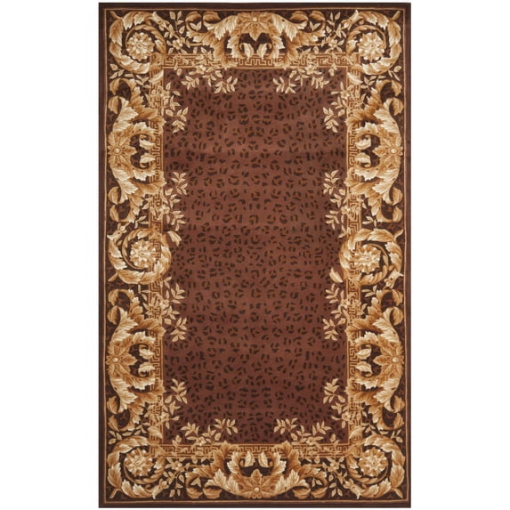 Gold & Burgundy Vine & Leaf Print Rug (5 ft. x 8 ft.)