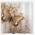 thumbnail image 1 of Gold Butterflies Black Shower Curtain Polyester Fabric Bathroom Shower Curtains Waterproof Bathtub Curtains with 12 Pcs, 1 of 5