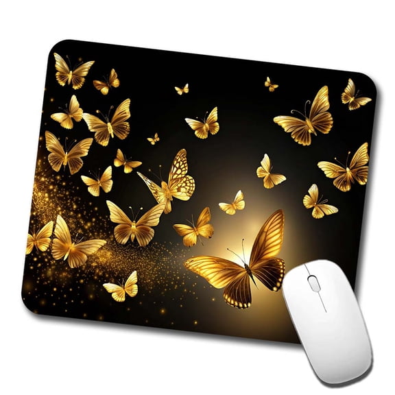 Gold Butterflies Flying Mouse Pad Low Profile Gaming Mat