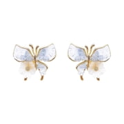 HETICA Gold Butterfly Earrings for Women, Chic Cute Daisy Gradient Butterfly Stud Earrings Fashion Jewelry Gift for Women
