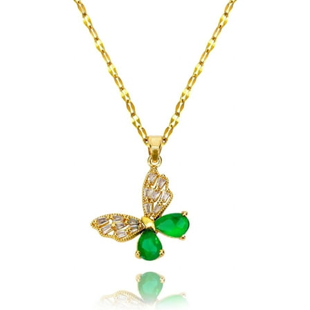 Gold Butterfly Necklace for Women - Dainty Gold Pendant Necklaces Cubic Zirconia Necklace, Butterfly Jewelry Gifts for Women
