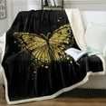 thumbnail image 1 of Gold Butterfly Throw Blanket Fuzzy Soft Plush Blanket Black Butterfly Fleece Blanket for Adults Women Girls Valentine''s Day (50"x60"), 1 of 6