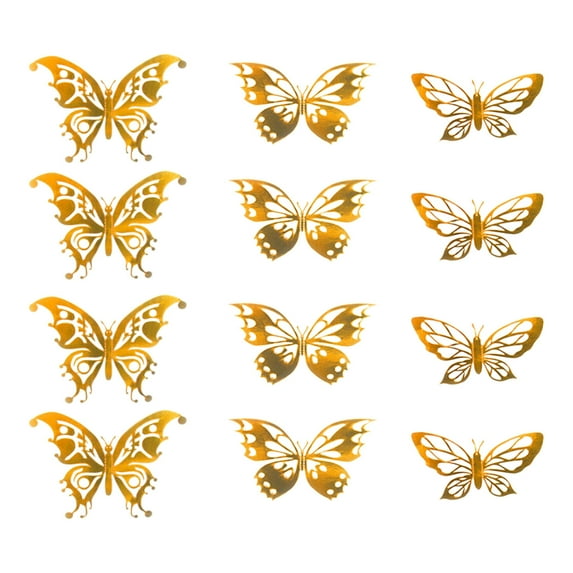 Gold Butterfly Wall Stickers - 3D Metallic Decor for Parties, Celebrations, Weddings, and Home Accent, Removable & Reusable Adhesive for Versatile Indoor & Event Use