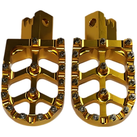 Gold CNC 7075 Aluminum Dirt Bike Foot Pegs, Long-Lasting Foot Rests with Spring & Cotter Pin, Wide Platform, Lightweight Non-Fading Motorcycle Footpegs for Small Off-Road Bikes