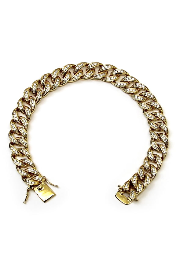 Gold CZ Bracelet 10mm 8.5 inches