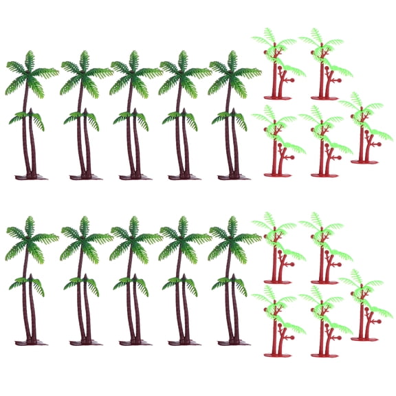 unbranded 3 Sets 20 Pcs Birthday Cake Decors Simulated Coconut Tree Cake Adornments (Green)