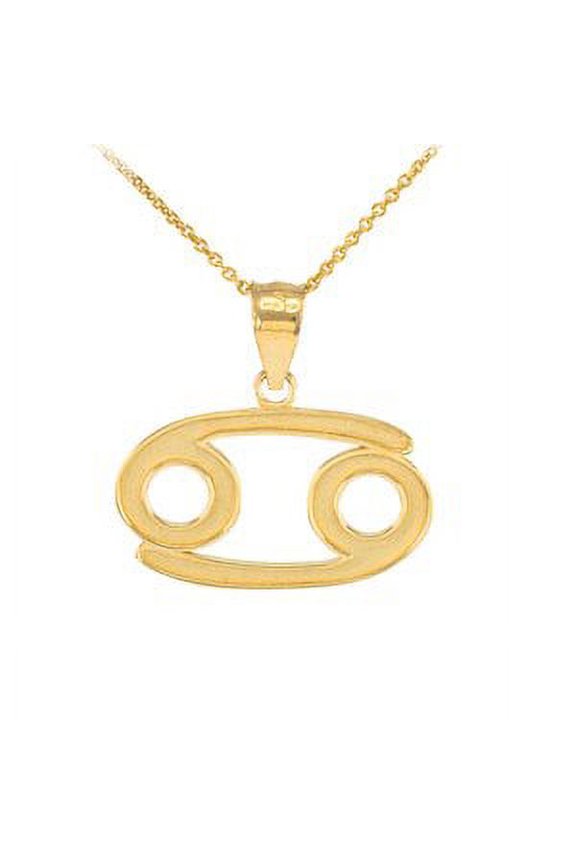 Gold Cancer Zodiac Sign Pendant Necklace