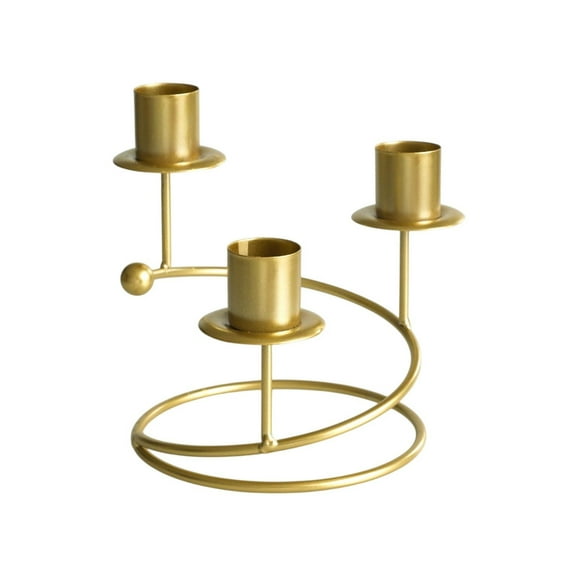 Gold Candle Holders 3 Arms Candlestick Holders for Pillar Candles Candelabra Decor Spiral Structure Metal Christmas Candlestick Holders Decor for Home Table Church Party
