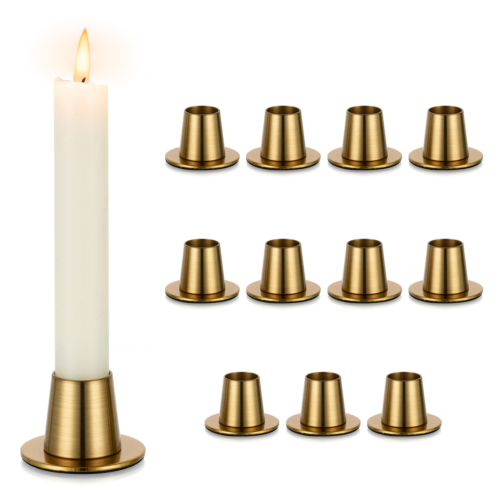 Gold Candle Holders Bulk Set Of 12 Small Metal Candlestick Taper Holder 