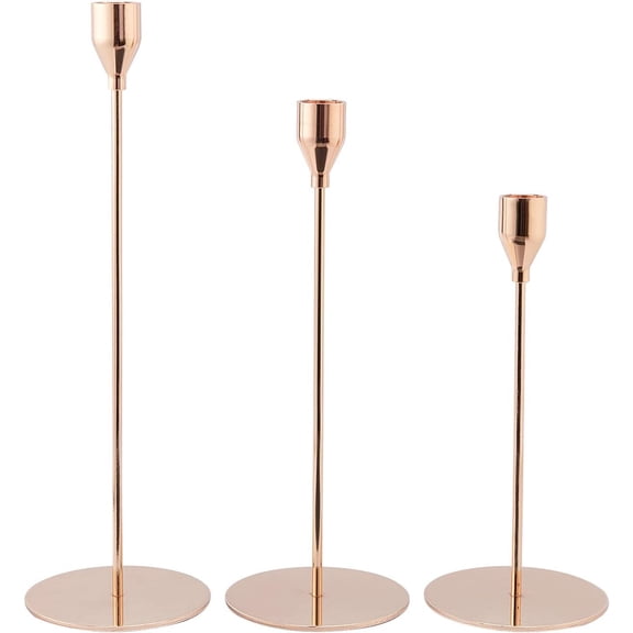 Gold Candle Holders Set of 3 for Taper Candles Decorative Candlestick Holder for Christmas Wedding Party Fits 3/4 inch Thick Candle Led Candles DIY