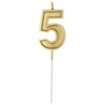 thumbnail image 1 of Gold Candle Number 5 Birthday Wedding Elegant Shimmery Shaped For Celebrating Milestone Birthdays Anniversaries, 1 of 4