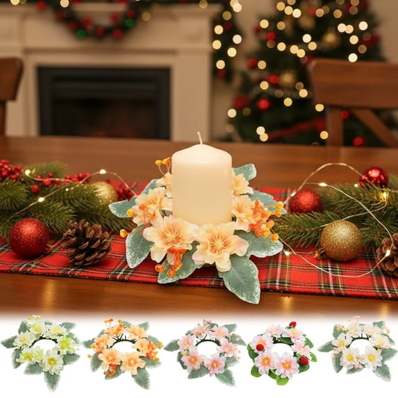 Gold Candlestick Holder Christmas Peony Candlestick Garland Suitable ...