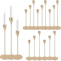 Gold Candlestick Holders Bulk, Decorative Taper Candles Holder Vintage Gold Candle Sticks Holders Modern Candles Stand Holders for Table, Wedding, Dinning, Christmas, Home Decor (Set of 18)
