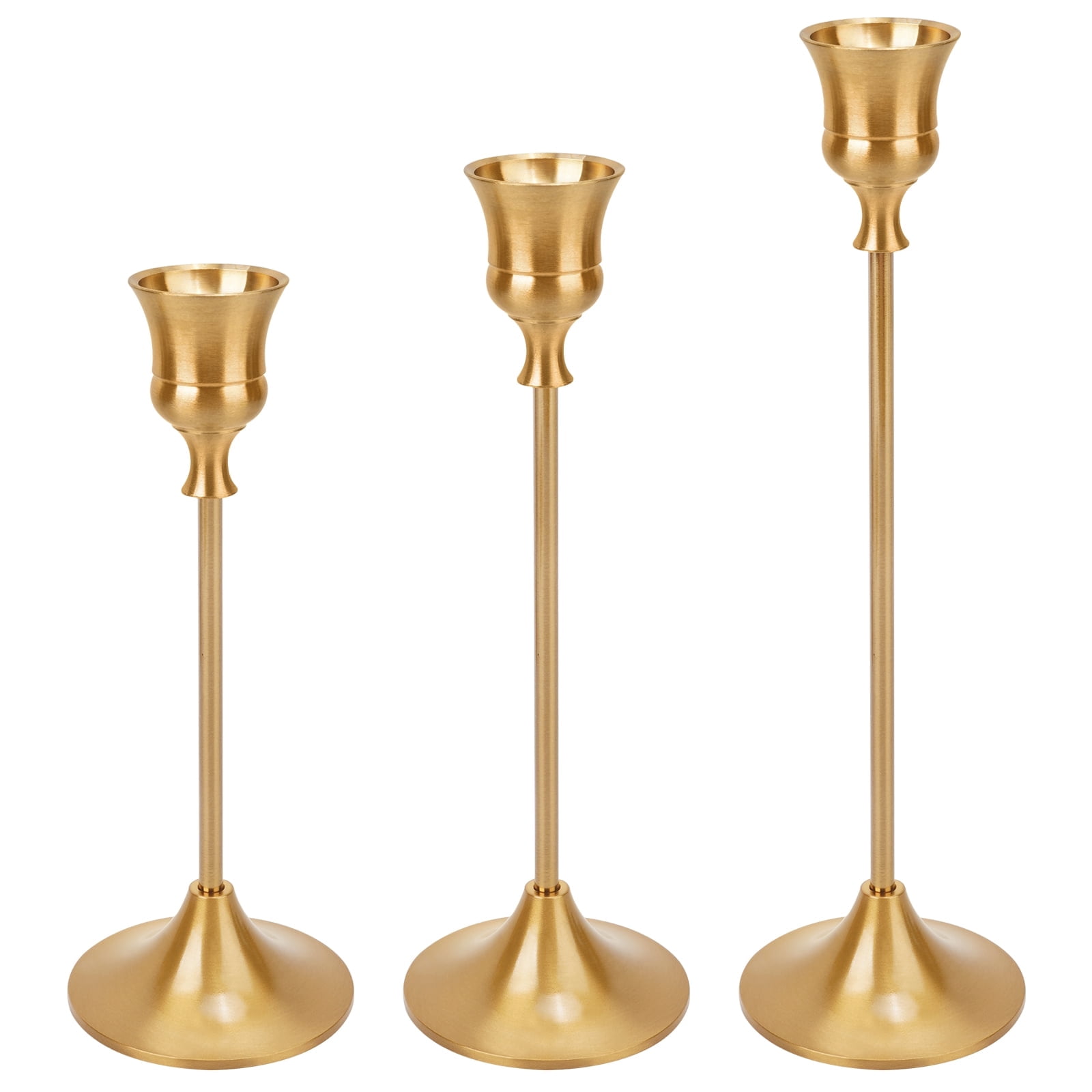 Gold Candlestick Holders Matte Gold Candle Holders Metal Candle Holder for Home Decor, Wedding, Dinning, Party, 3 Pack