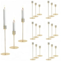 Gold Candlestick Holders Set of 18 Gold Candle Holders Bulk Metal Taper Candle Holder Vintage Candle Stick Holder Decorative for Wedding Home Party Table Decor Housewarming Gift