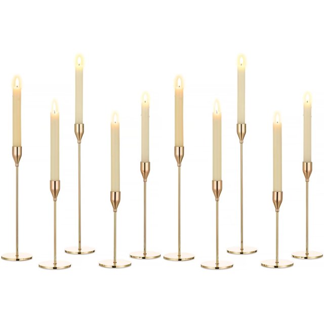 Gold Candlestick Holders Set of 10 Taper Candle Holder in Bulk for