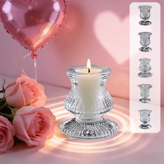 Gold Candlesticks Clear Glass Candlestick Crystal Decorative Candle Stand Centerpiece For Wedding Dinning Party Candlelight Dinner Decoration Holiday Decoration