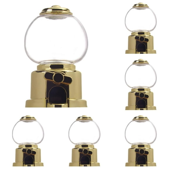 Gold Candy Dispenser Machine for Wedding Bridal Shower Birthday Candy Jars Decorations, Set of 6 Bulb Shape with Twist Knob, Fun Party Favor and Dessert Holder