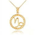 thumbnail image 1 of Gold Capricorn Zodiac Sign in Circle Rope Pendant Necklace, 1 of 1