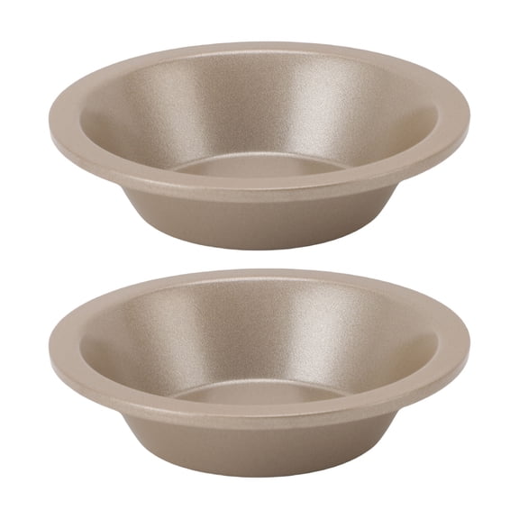 Gold Carbon Steel Hamburger Bun Mold 2-Piece Set 4-Inch Nonstick Round Small Bread Baking Pan & Pie Tin / 10.16 cm