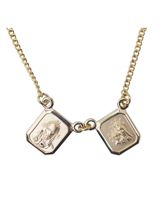 Gold Carmel Matte Scapular Necklace 16-inch