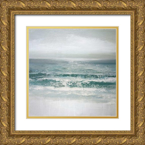 Gold, Caroline 12x12 Gold Ornate Wood Framed with Double Matting Museum Art Print Titled - Waves